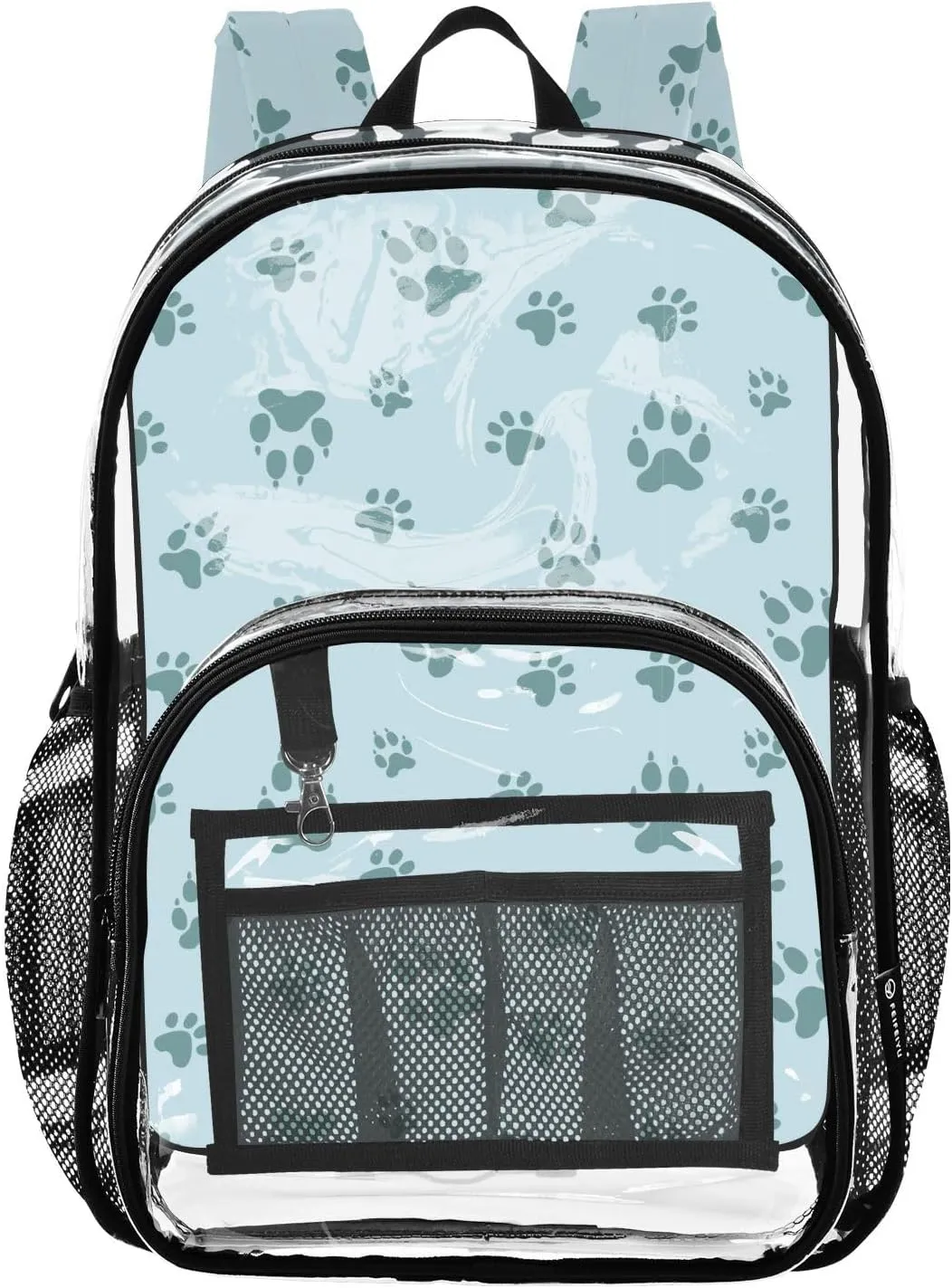 Clear Backpack Heavy Duty 15.7 Inch Paw Dog Blue Light See Through Backpack Approved Large Bag Clear Bookbag for Stadium for Work Concert School College