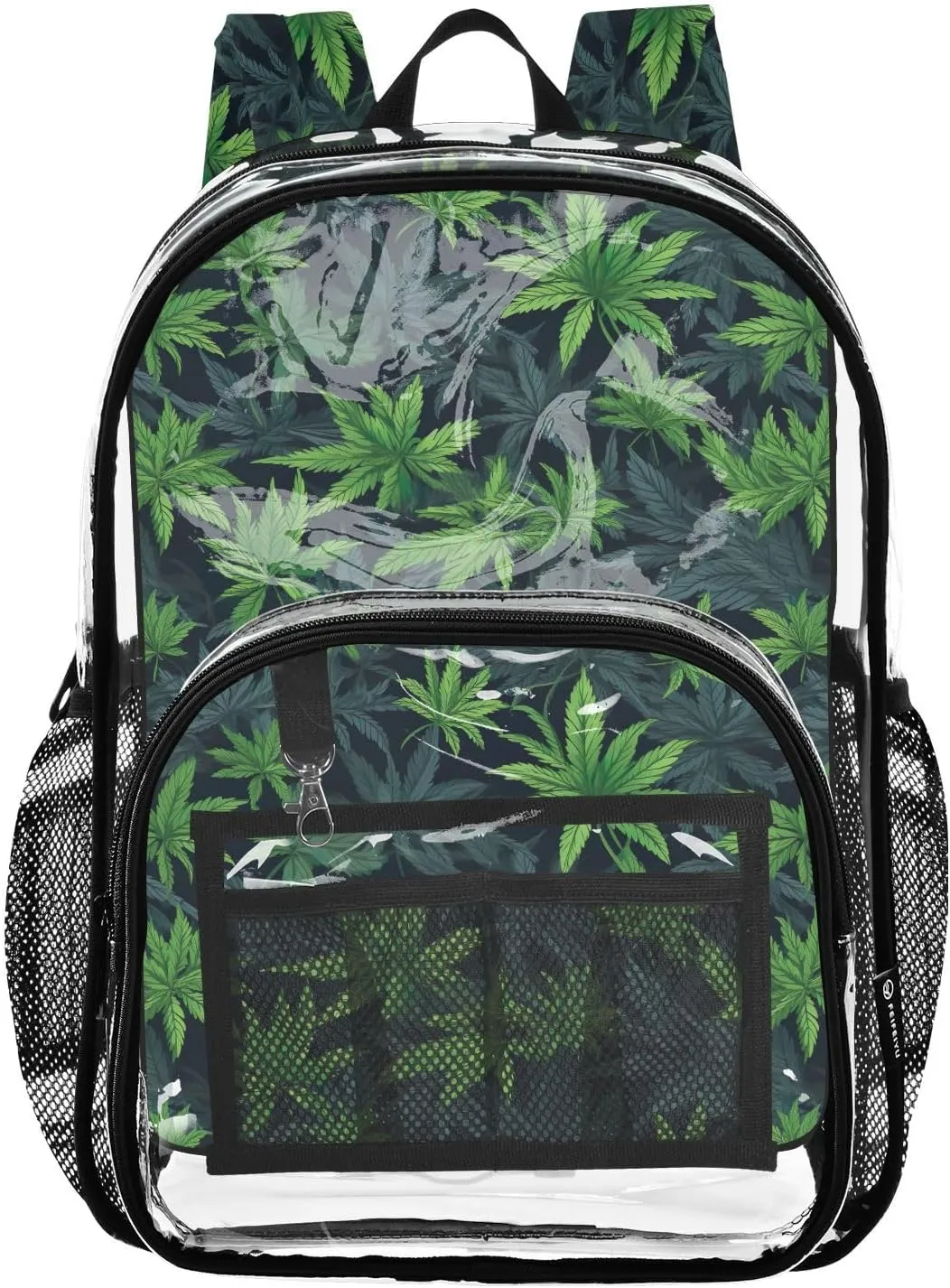 Clear Backpack Heavy Duty 15.7 Inch Verdant Colorful Leaves See Through Backpack Approved Large Bag Clear Bookbag for Stadium for Work Concert School College