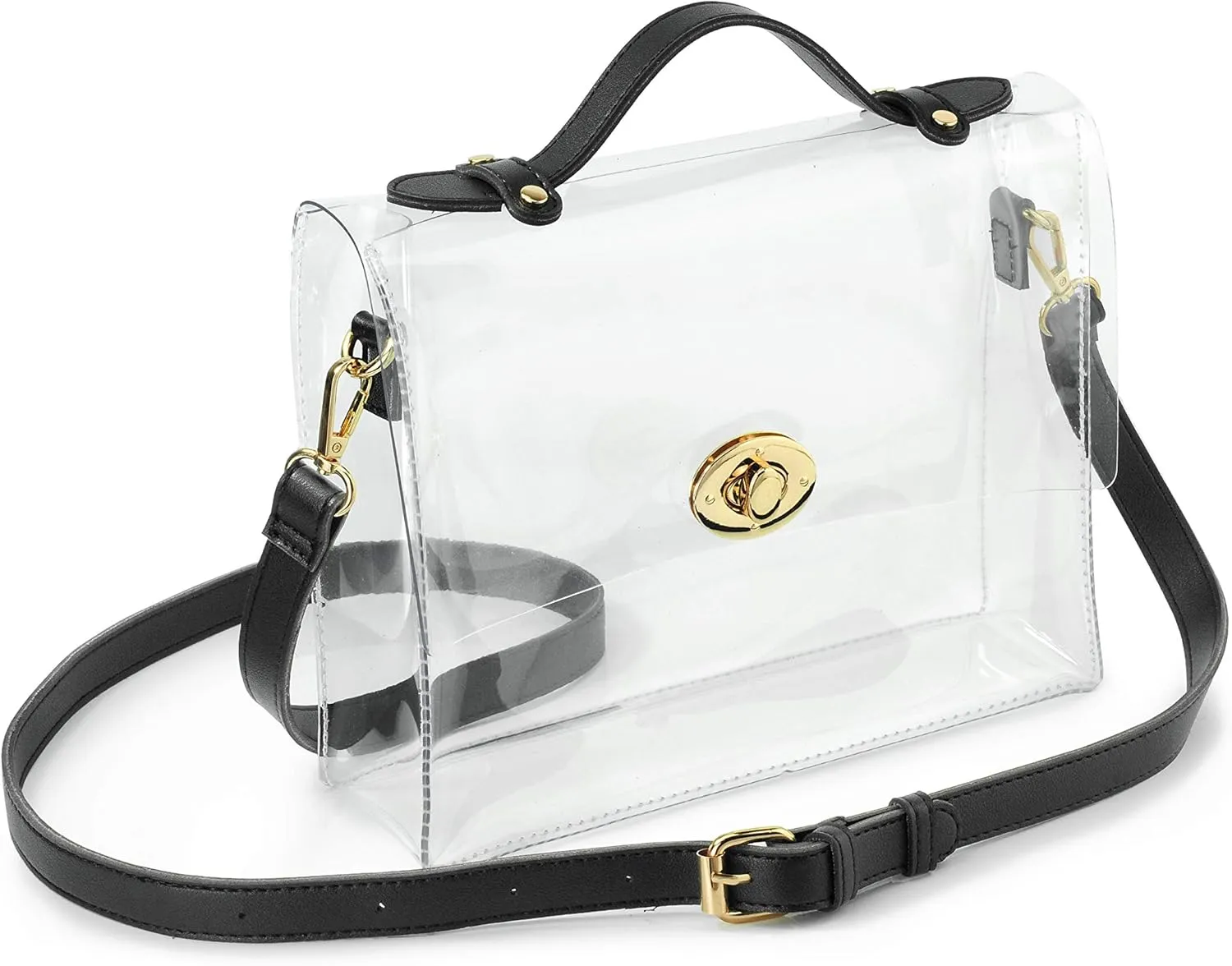 Clear Bag with Turn Lock Closure Women's Cross Body Handbags Stadium Approved