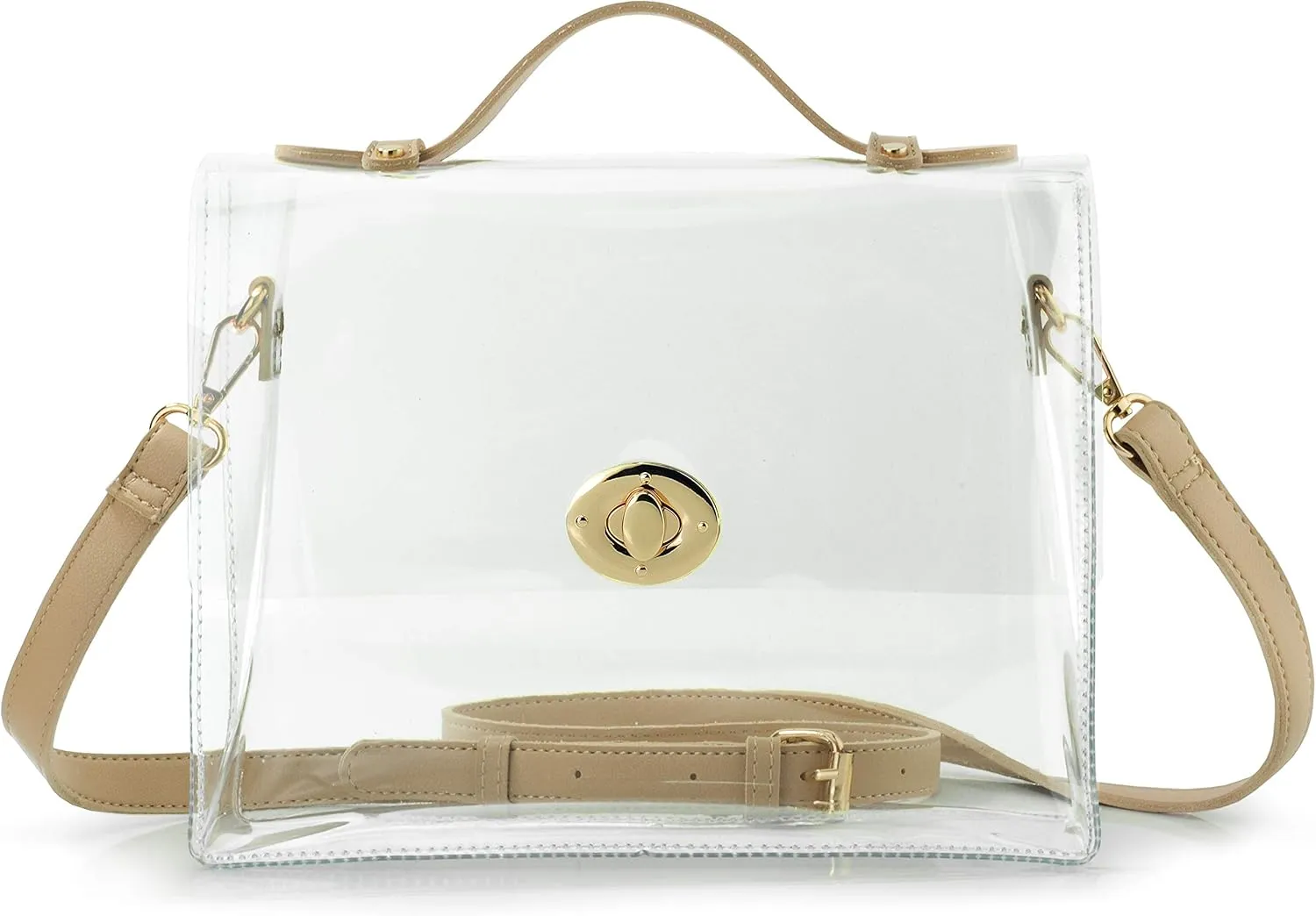 Clear Bag with Turn Lock Closure Women's Cross Body Handbags Stadium Approved