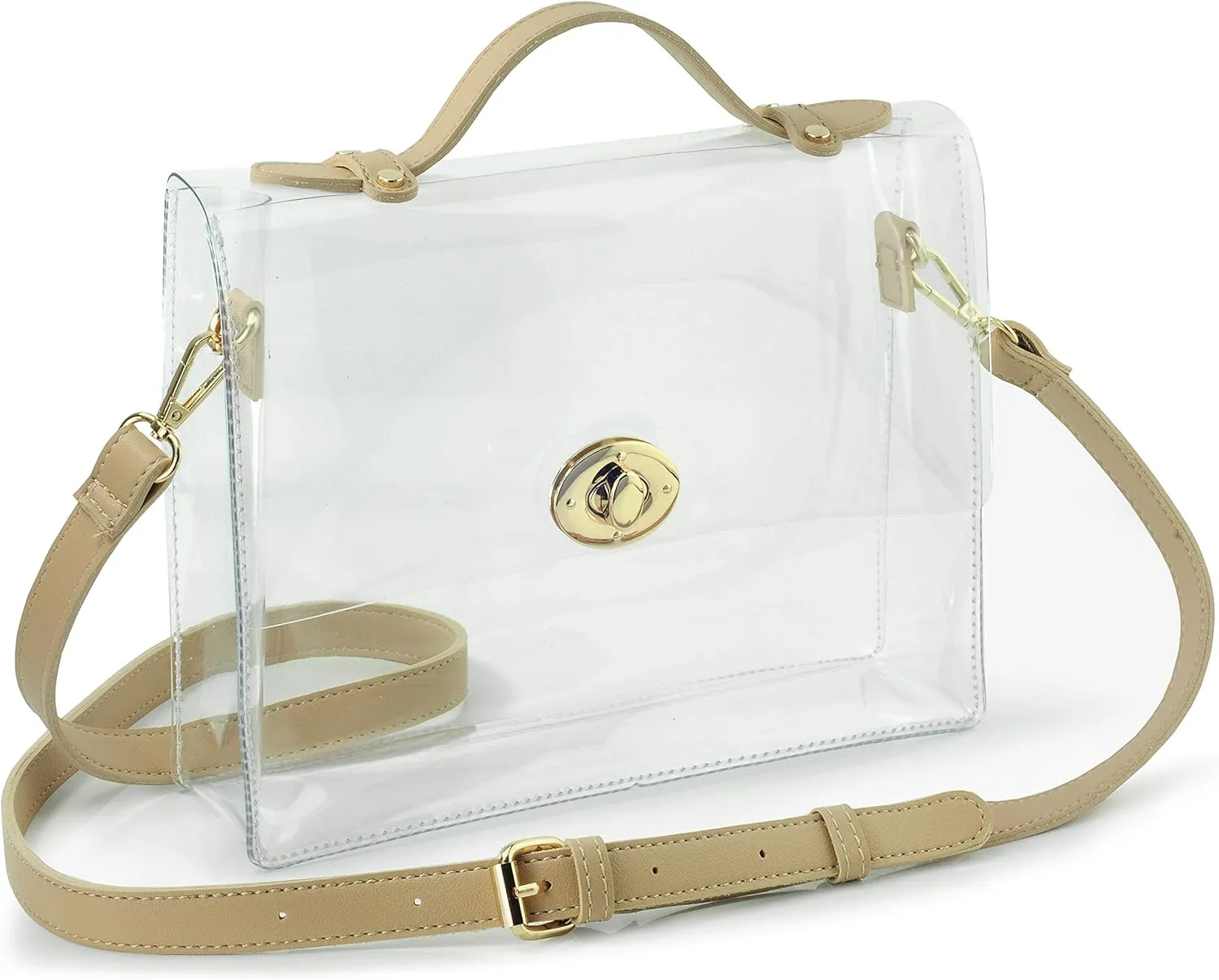 Clear Bag with Turn Lock Closure Women's Cross Body Handbags Stadium Approved