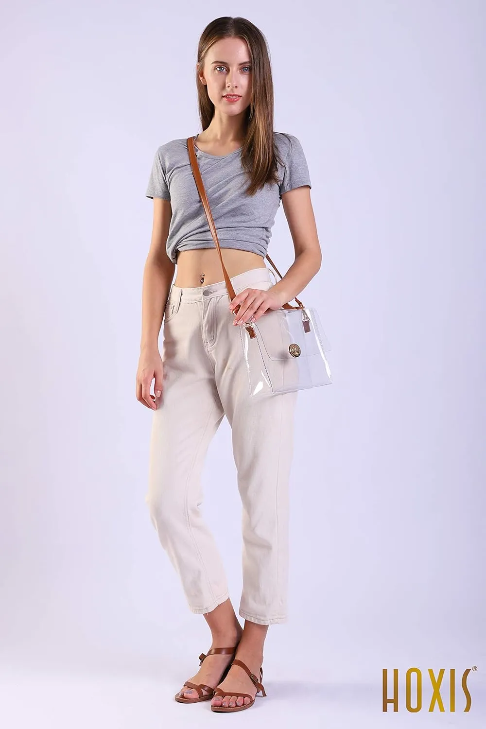 Clear Bag with Turn Lock Closure Women's Cross Body Handbags Stadium Approved
