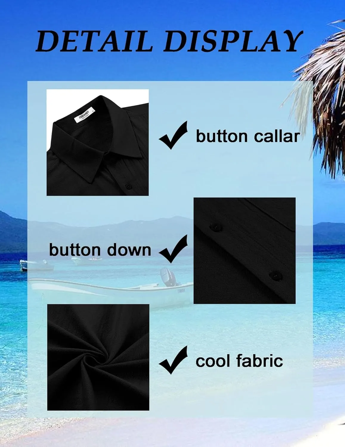 COOFANDY Mens Button Down Short Sleeve Shirts Casual Cotton Shirts Summer Beach Shirt with Pocket