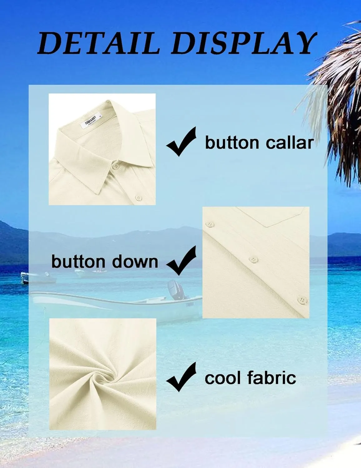 COOFANDY Mens Button Down Short Sleeve Shirts Casual Cotton Shirts Summer Beach Shirt with Pocket