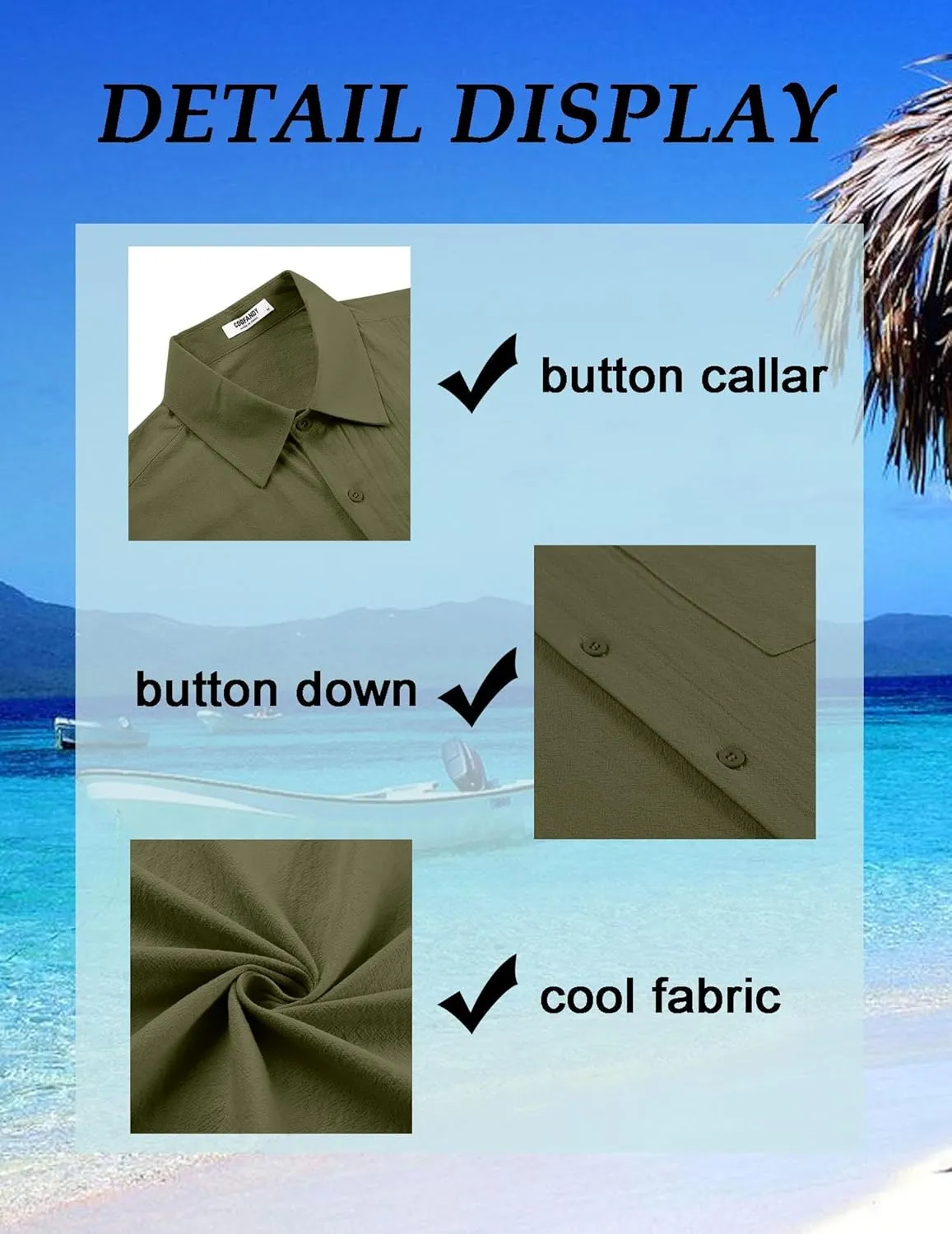 COOFANDY Mens Button Down Short Sleeve Shirts Casual Cotton Shirts Summer Beach Shirt with Pocket