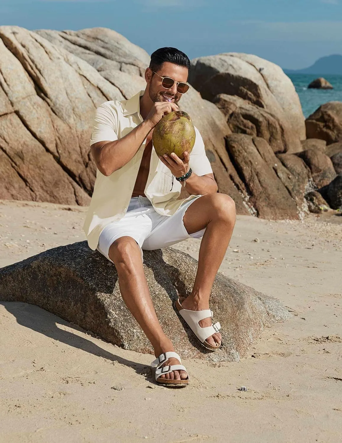 COOFANDY Mens Button Down Short Sleeve Shirts Casual Cotton Shirts Summer Beach Shirt with Pocket