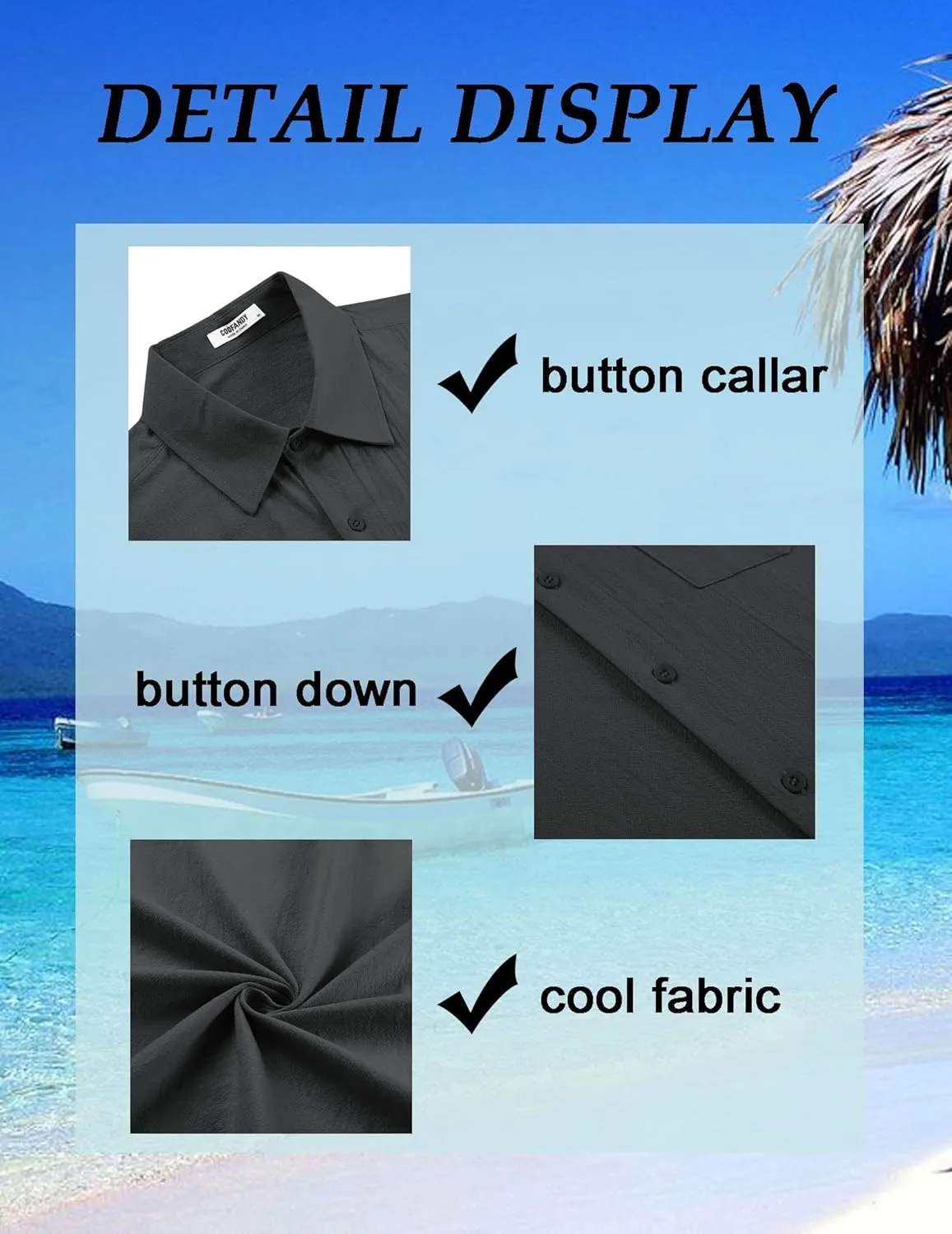 COOFANDY Mens Button Down Short Sleeve Shirts Casual Cotton Shirts Summer Beach Shirt with Pocket