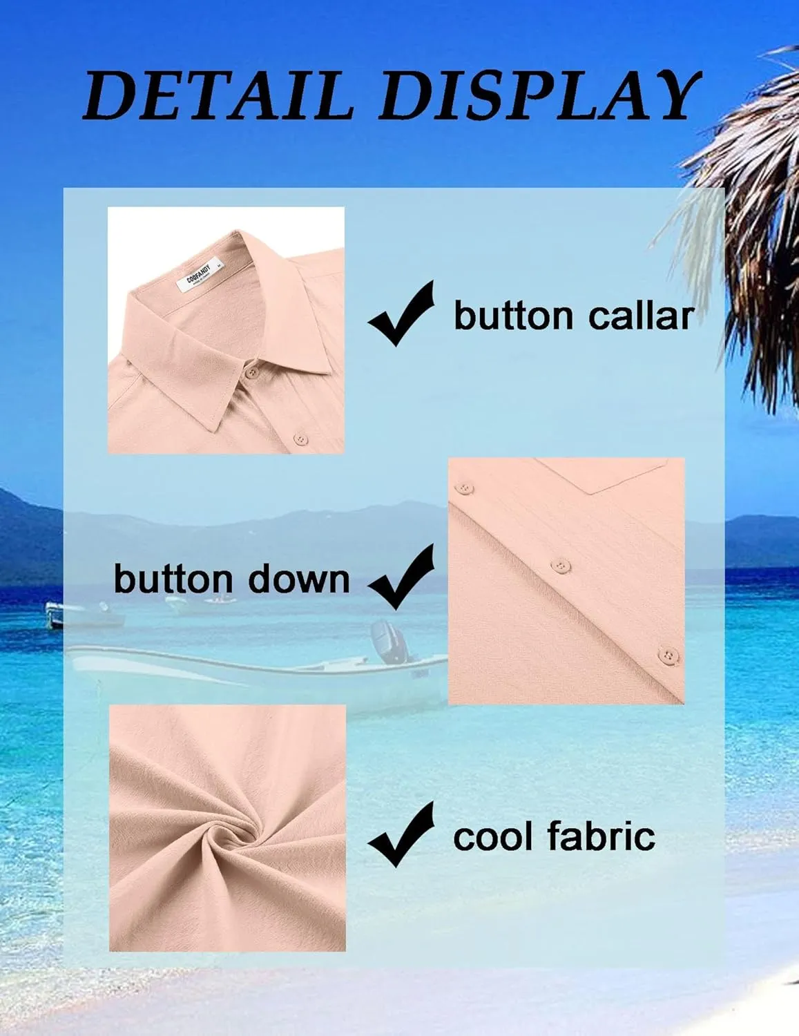 COOFANDY Mens Button Down Short Sleeve Shirts Casual Cotton Shirts Summer Beach Shirt with Pocket