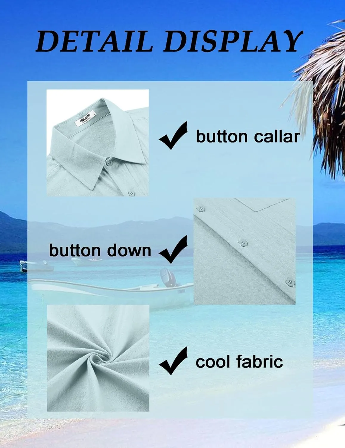 COOFANDY Mens Button Down Short Sleeve Shirts Casual Cotton Shirts Summer Beach Shirt with Pocket