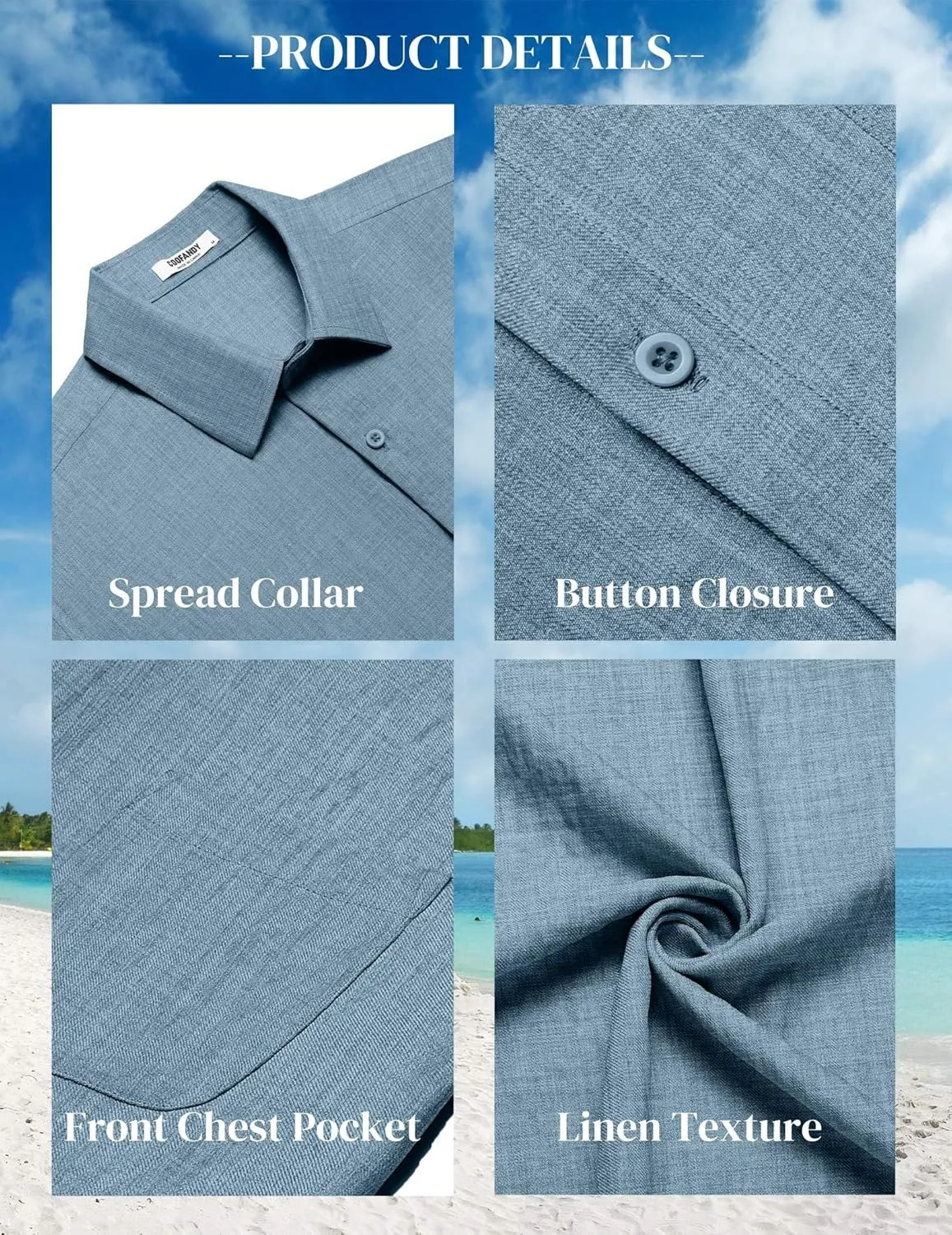 COOFANDY Mens Button Down Short Sleeve Shirts Casual Textured Shirt with Pocket Summer Beach Wedding Shirts