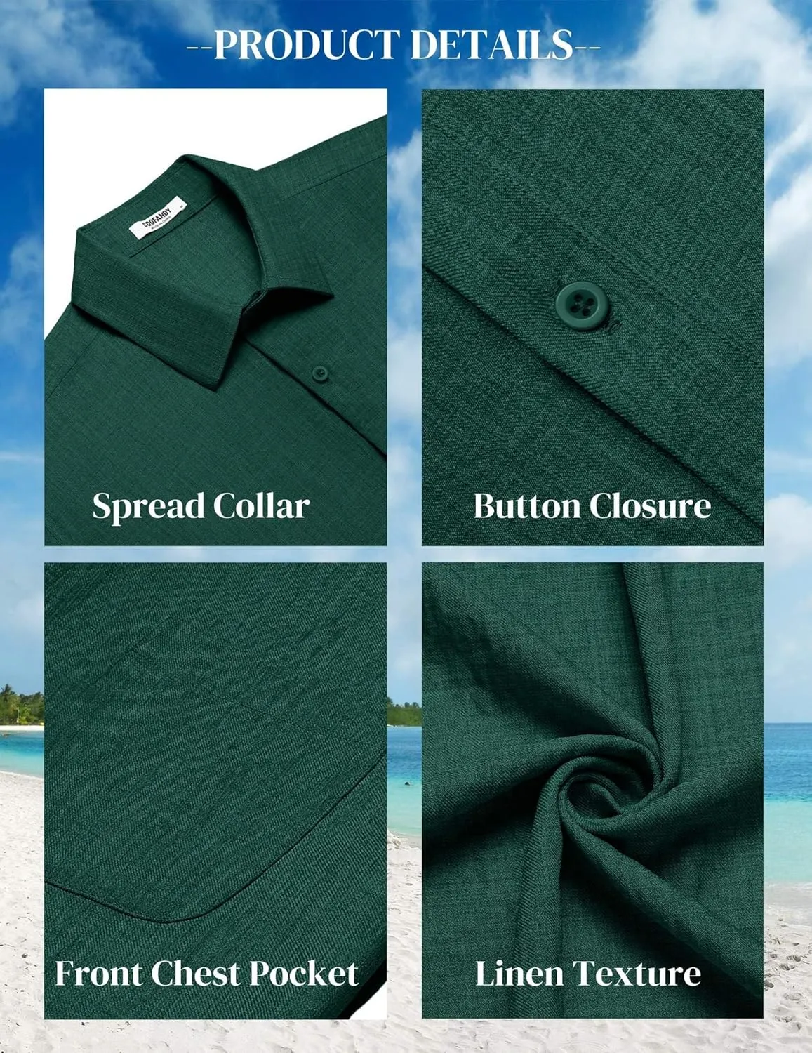 COOFANDY Mens Button Down Short Sleeve Shirts Casual Textured Shirt with Pocket Summer Beach Wedding Shirts