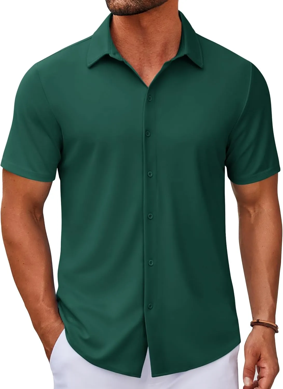 COOFANDY Men's Casual Button Down Short Sleeve Shirts Untucked Wrinkle Free Shirt Stretch Dress Shirts