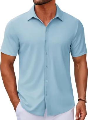 COOFANDY Men's Casual Button Down Short Sleeve Shirts Untucked Wrinkle Free Shirt Stretch Dress Shirts