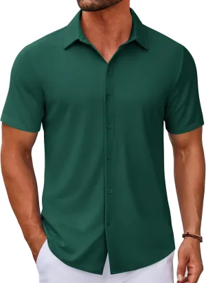 COOFANDY Men's Casual Button Down Short Sleeve Shirts Untucked Wrinkle Free Shirt Stretch Dress Shirts