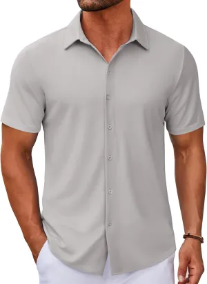 COOFANDY Men's Casual Button Down Short Sleeve Shirts Untucked Wrinkle Free Shirt Stretch Dress Shirts