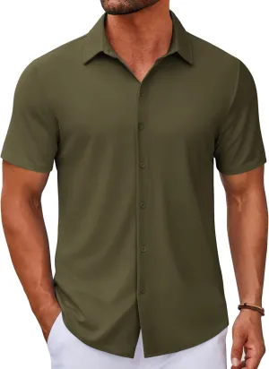 COOFANDY Men's Casual Button Down Short Sleeve Shirts Untucked Wrinkle Free Shirt Stretch Dress Shirts