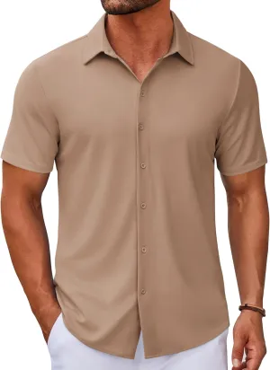 COOFANDY Men's Casual Button Down Short Sleeve Shirts Untucked Wrinkle Free Shirt Stretch Dress Shirts