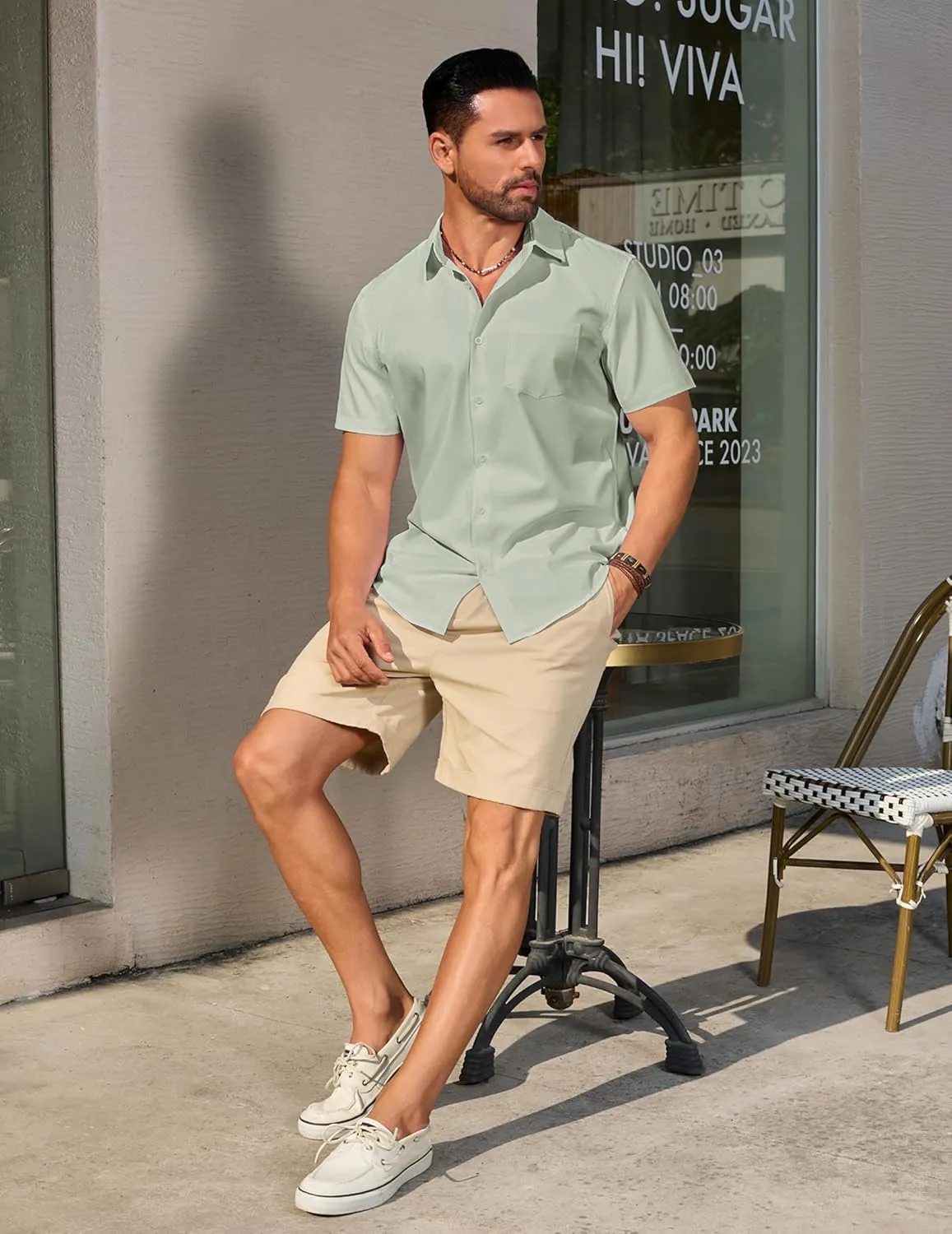 COOFANDY Mens Casual Short Sleeve Shirts Button Down Summer Beach Shirt Lightweight Textured Tops with Pocket