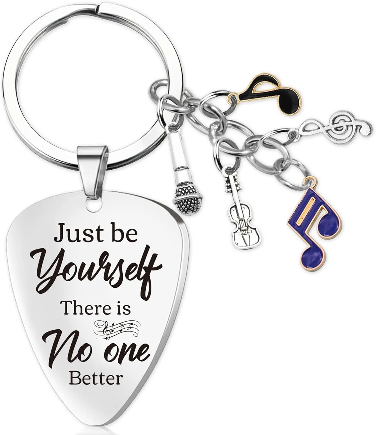 Cool Music Lovers Gift Keychain - Inspirational Quotes Keychains for Musicians Men Women Friends, Guitar Note Charm Keychains
