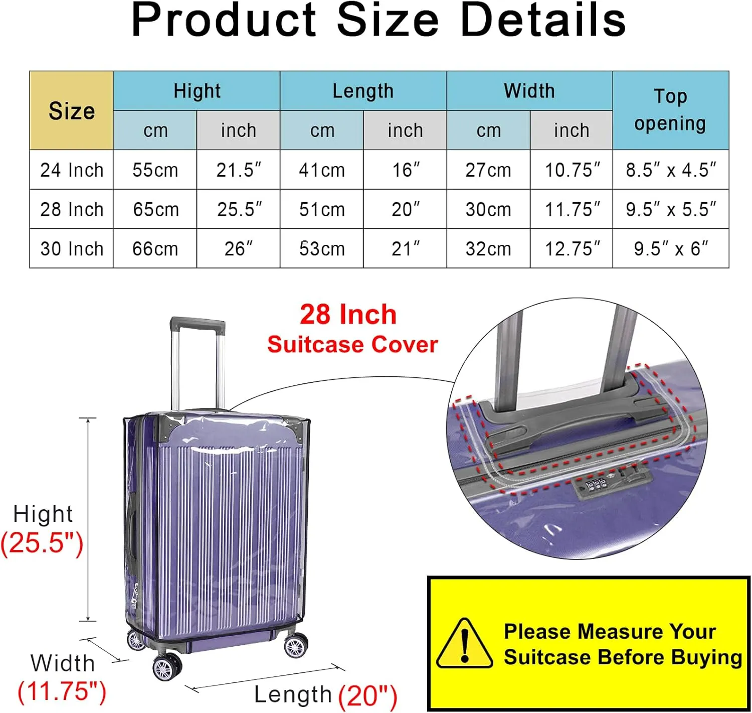 Cosmos 1 Pc Luggage Cover Clear PVC Suitcase Protector Travel Luggage Transparent Protective Cover Waterproof and Dustproof Luggage Suitcase Protector for Women and Men (28 Inch)