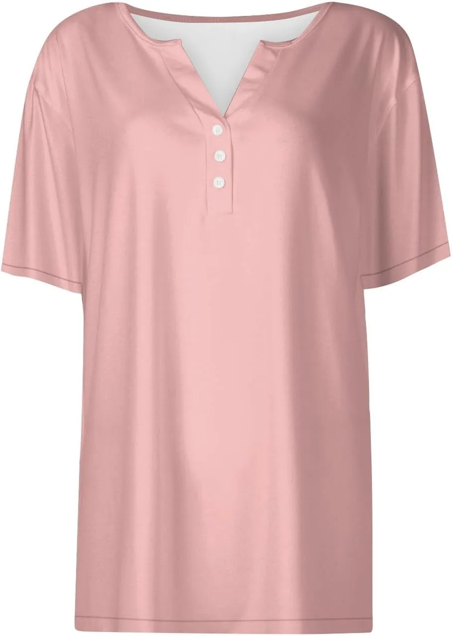 COTECRAM Summer Tops for Women 2025 Vacation Trendy V Neck Boho Short Sleeve Shirts Casual Loose Comfy Tunics