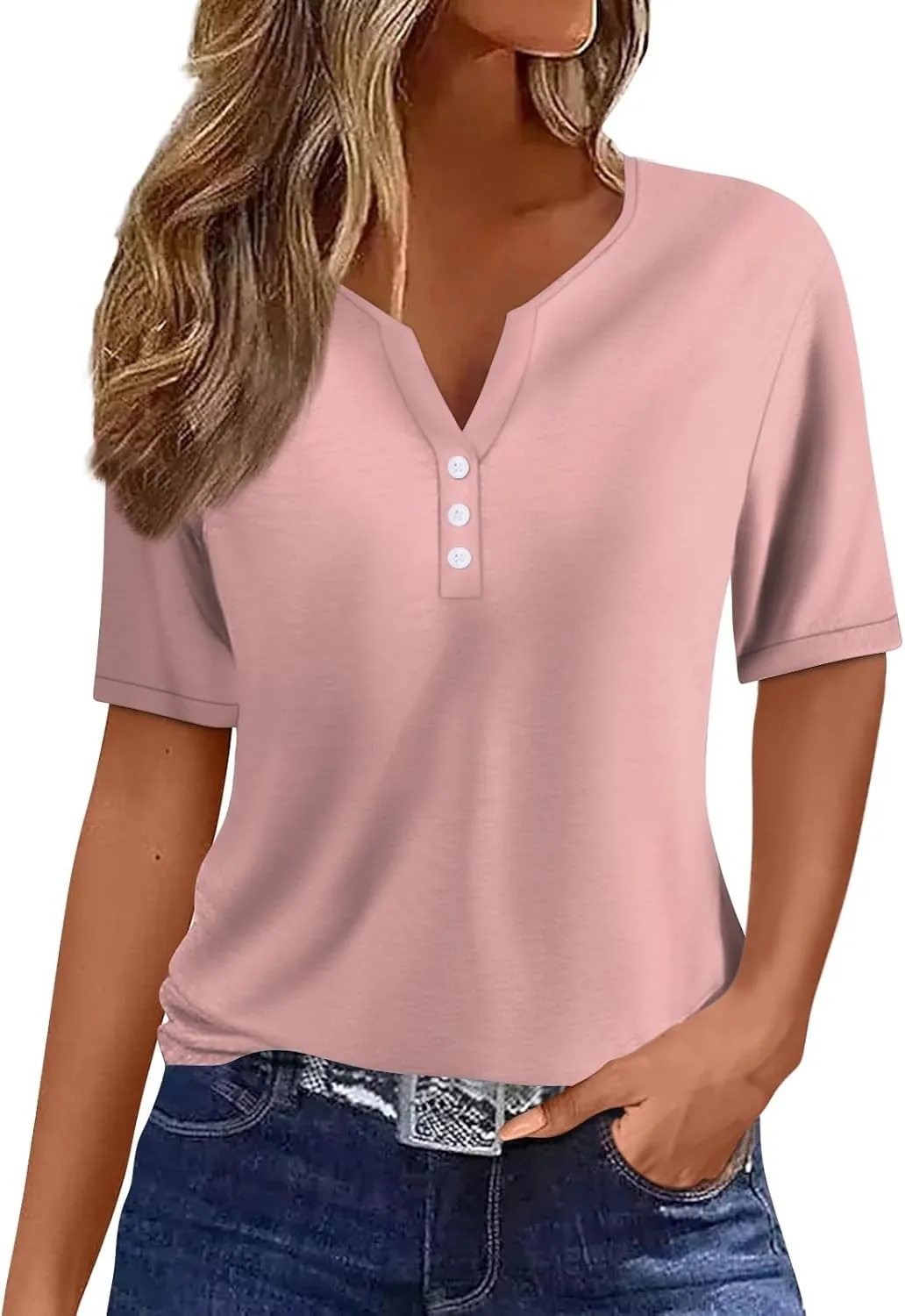 COTECRAM Summer Tops for Women 2025 Vacation Trendy V Neck Boho Short Sleeve Shirts Casual Loose Comfy Tunics
