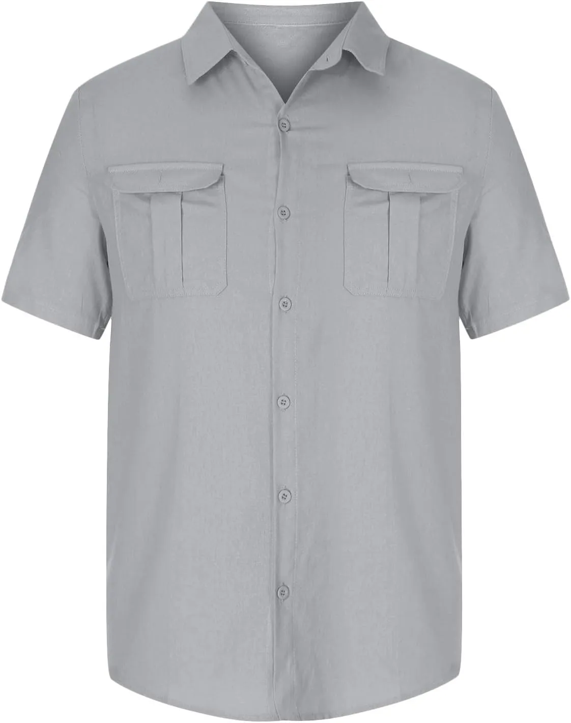 Cotton Linen Shirts for Men Big and Tall Short Sleeve Button up Lapel Shirt Casual Summer Vacation Cruise Beach Shirt