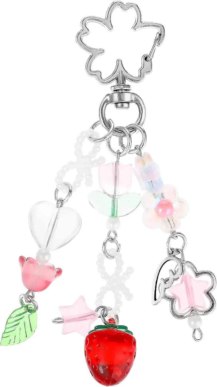 Cute Aesthetic Keychains Butterfly Star Strawberry Stuff Themed Charm Keychains Charms for Women Bag Purse Backpack Wallet Keyring Accessories Gifts