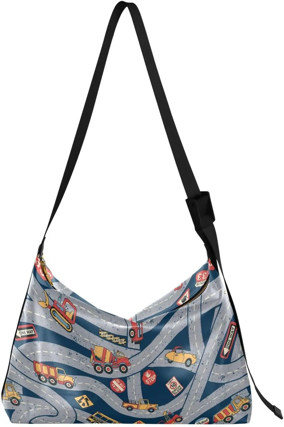 Cute Car Truck Hobo Crossbody Bags for Women Leather Large Shoulder Bag Cross Body Road Traffic Map Trendy Womens Tote Bags Handbag for Travel Shopping