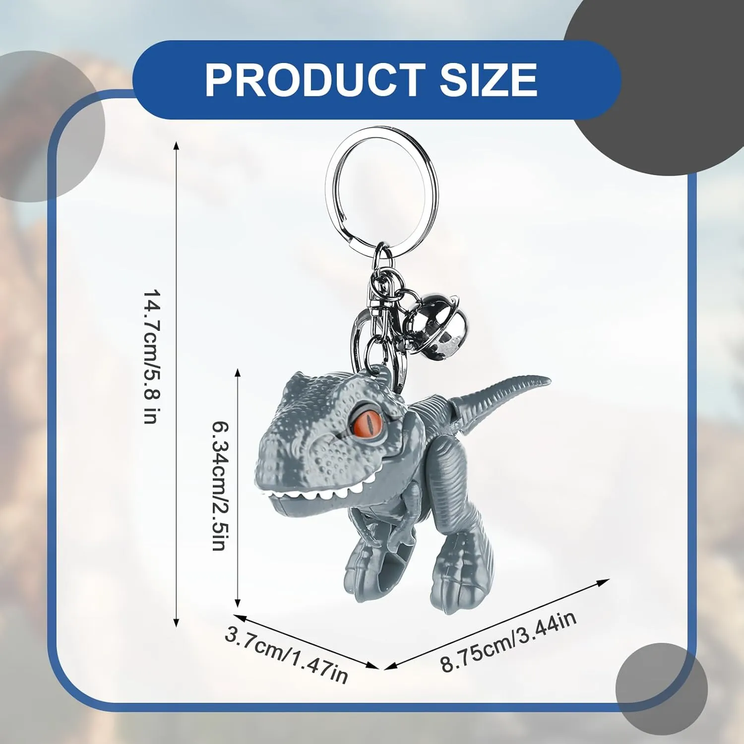Cute Dinosaur Keychain, Kawaii Cartoon Gift Key Chain Movable Dinosaur Car Keychains Adorable Dinosaur Bag Charm