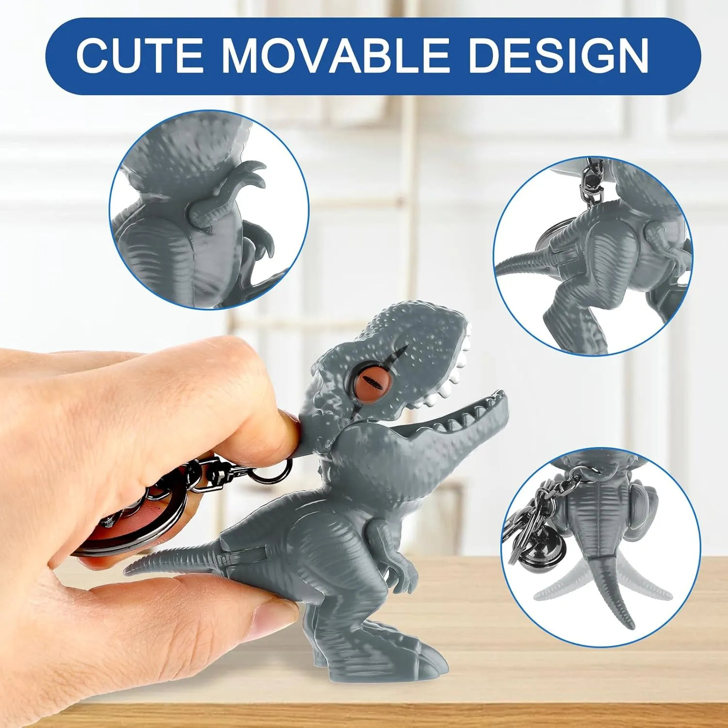 Cute Dinosaur Keychain, Kawaii Cartoon Gift Key Chain Movable Dinosaur Car Keychains Adorable Dinosaur Bag Charm