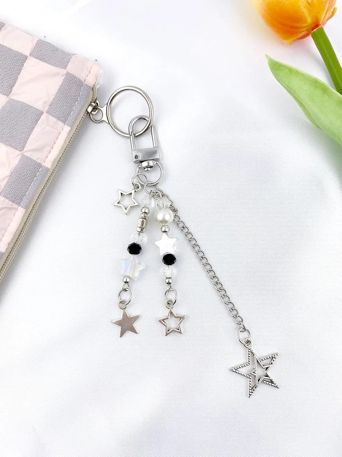 Cute Keychains Aesthetic Y2K Star Strawberry Keychains Charms for Women Purse Bag