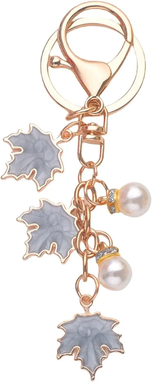 Cute Keychains for Women Girls Maple Leaf Charm Car Keychain for Backpack School Bag