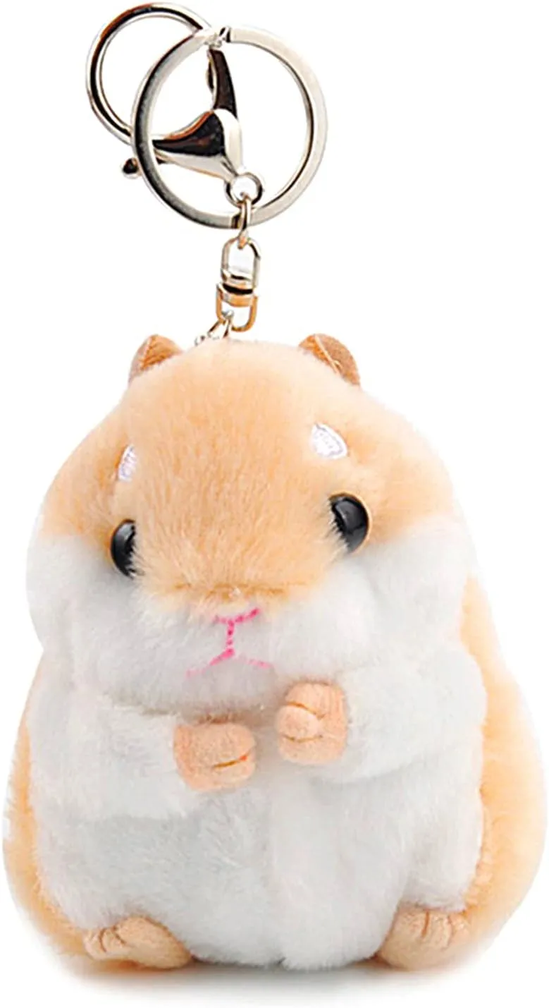 Cute Khaki Plush Hamster Keychain Plush Toy Keychain Charms Wallet Backpack Handbag Charms Automobile Keychains Automotive Trim Women's Key Rings and Keychains Automobile Keychains, Car Keychain, 1