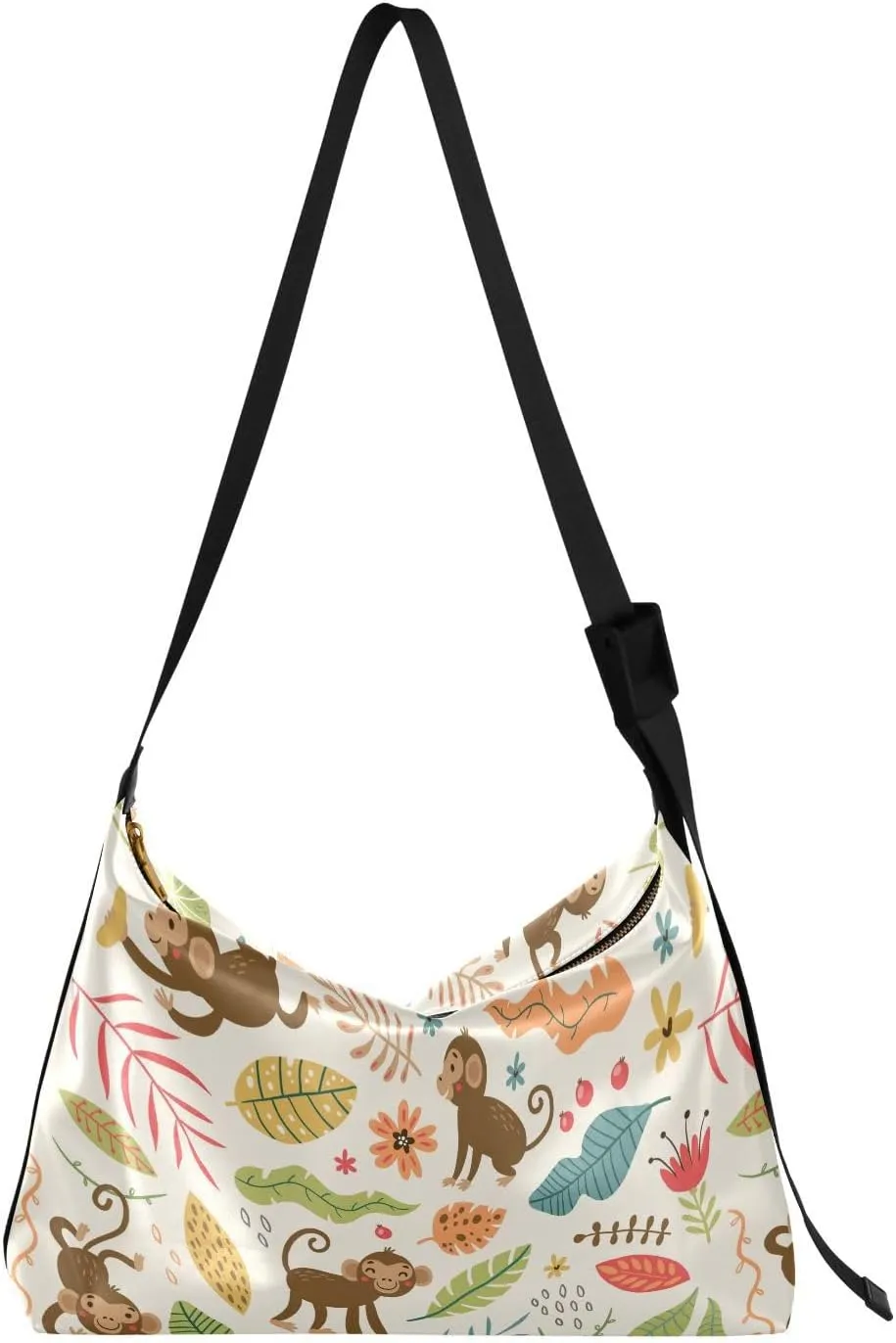 Cute Monkeys Jungle Hobo Crossbody Bags for Women Leather Large Shoulder Bag Cross Body Trendy Womens Tote Bags Handbag for Travel Shopping