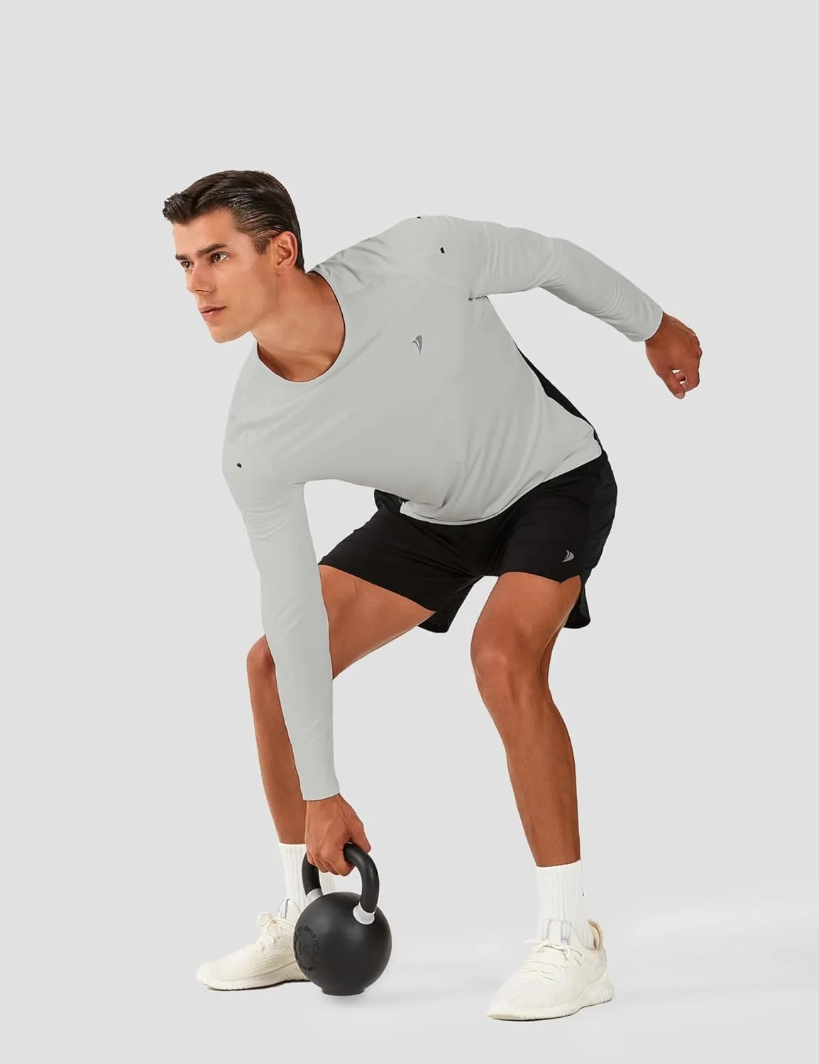 DEMOZU Men's Long Sleeve Workout Athletic Shirts Quick Dry Running Hiking Rash Guard Swim Shirts Slim Fit