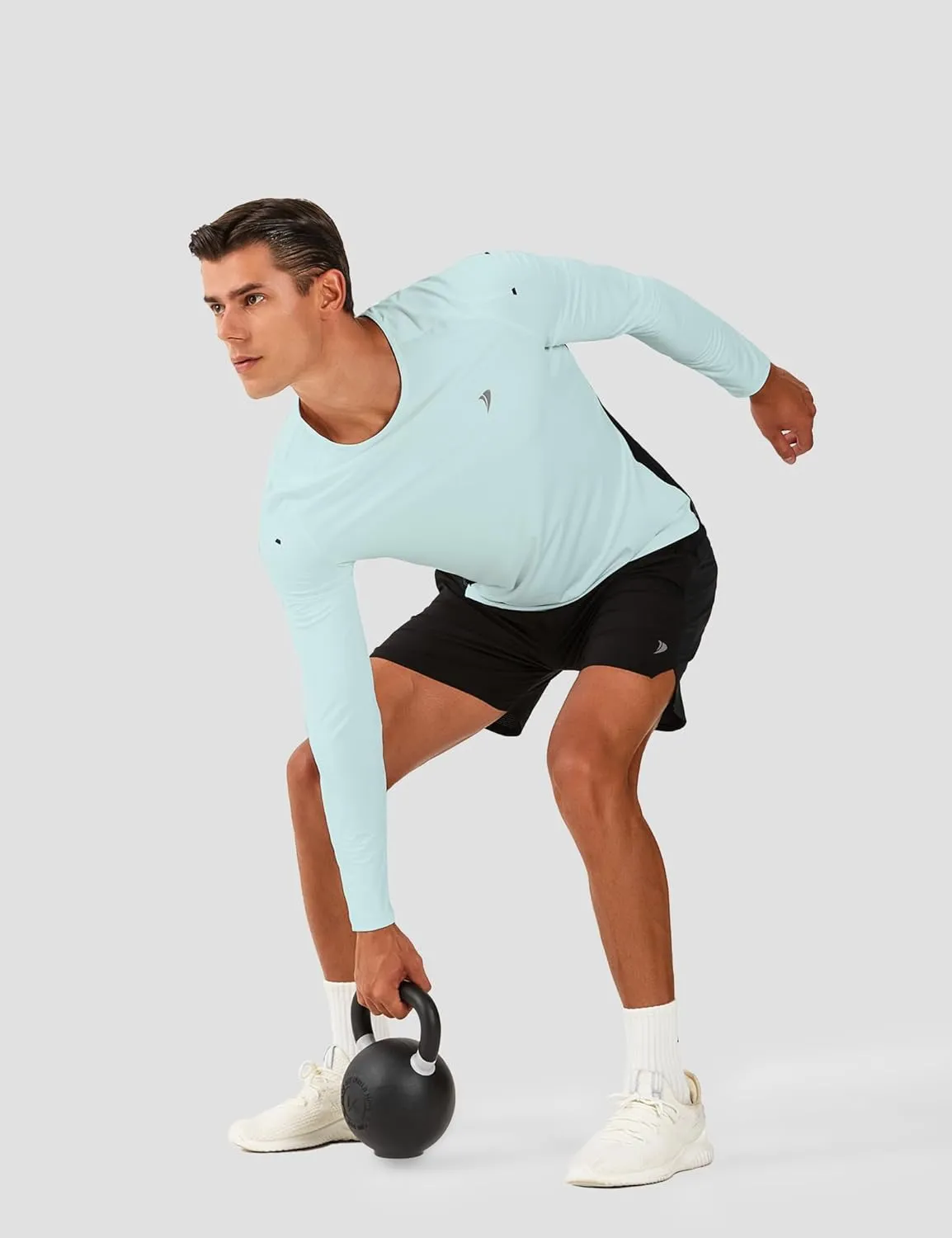 DEMOZU Men's Long Sleeve Workout Athletic Shirts Quick Dry Running Hiking Rash Guard Swim Shirts Slim Fit
