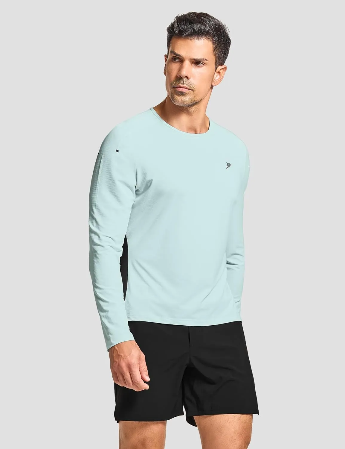 DEMOZU Men's Long Sleeve Workout Athletic Shirts Quick Dry Running Hiking Rash Guard Swim Shirts Slim Fit