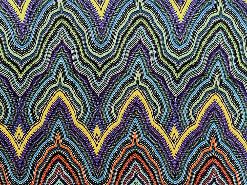 Designer Moorish Zig-Zags Silk Satin Charmeuse (Made in Italy)