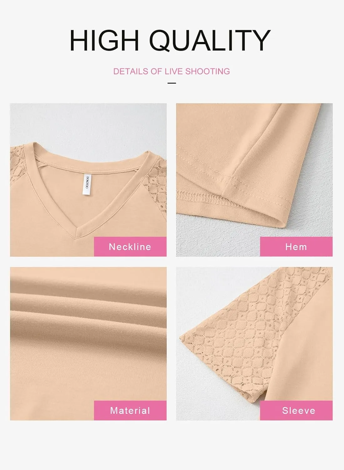 Dokotoo Spring Tops for Women 2025 Lace Short Sleeve Shirts V Neck Casual T Shirts Summer Outfits