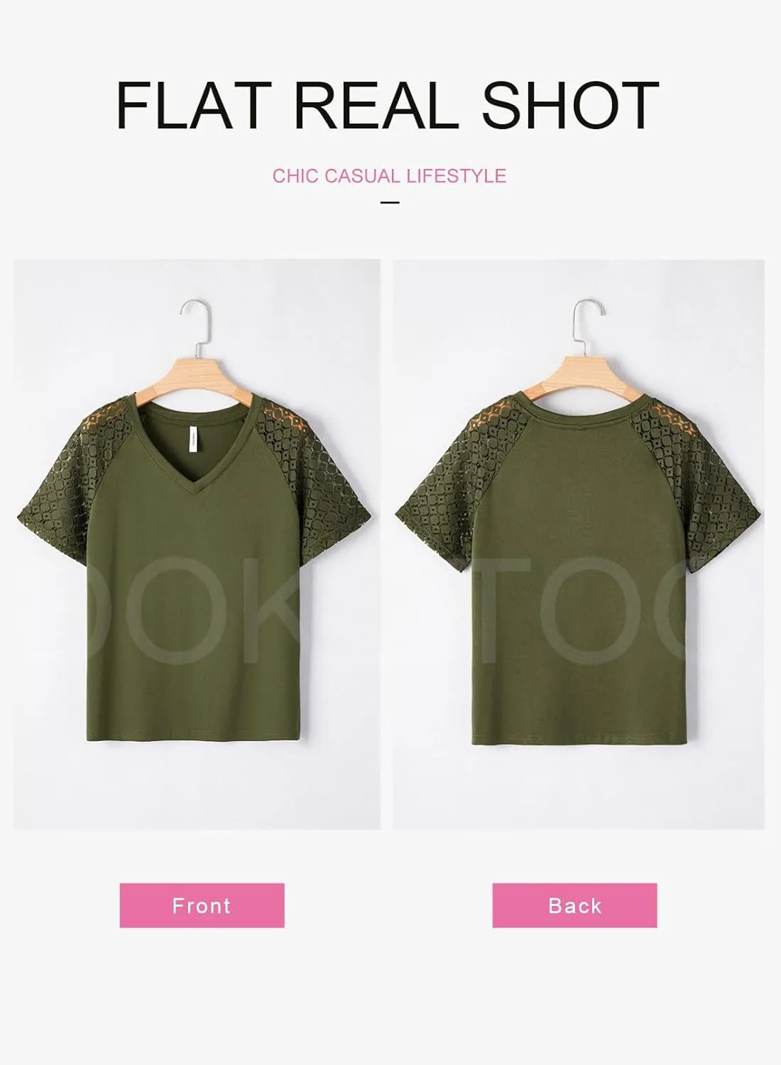 Dokotoo Spring Tops for Women 2025 Lace Short Sleeve Shirts V Neck Casual T Shirts Summer Outfits