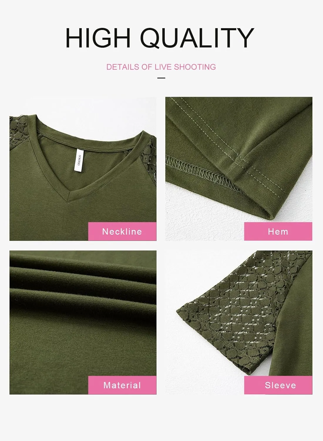 Dokotoo Spring Tops for Women 2025 Lace Short Sleeve Shirts V Neck Casual T Shirts Summer Outfits
