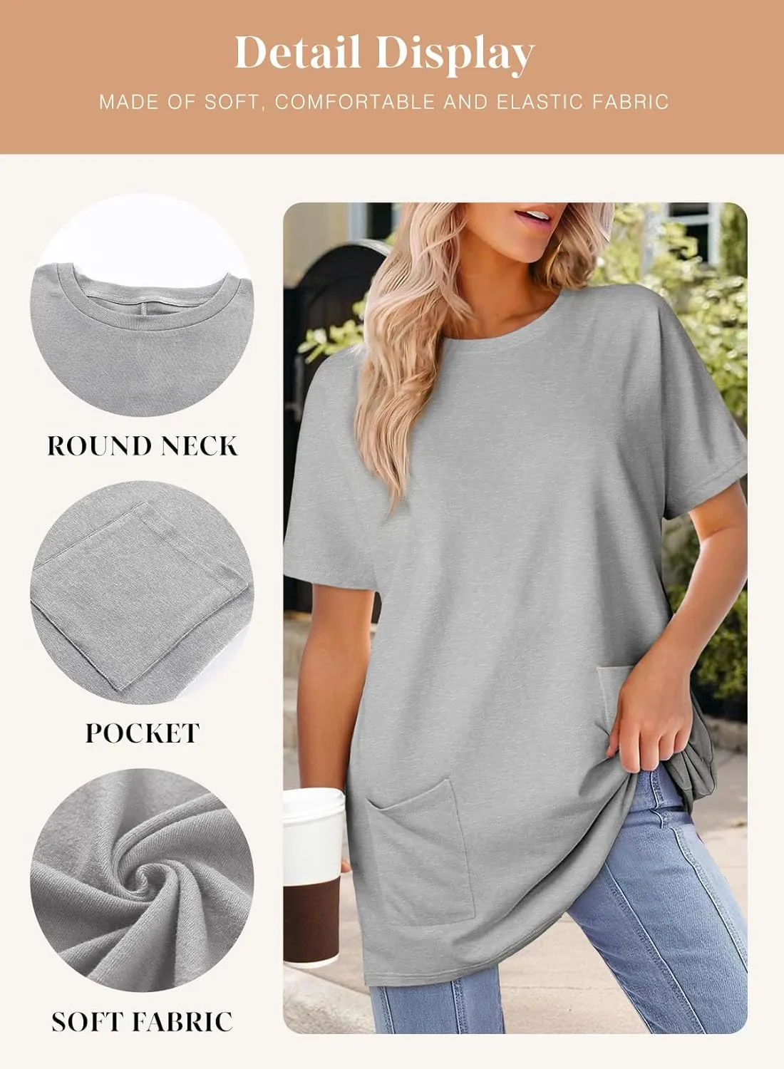 Dokotoo Womens Summer 2025 Casual Short Sleeve Shirts Loose Fit Oversized Tshirts Tunic Tops with Pockets