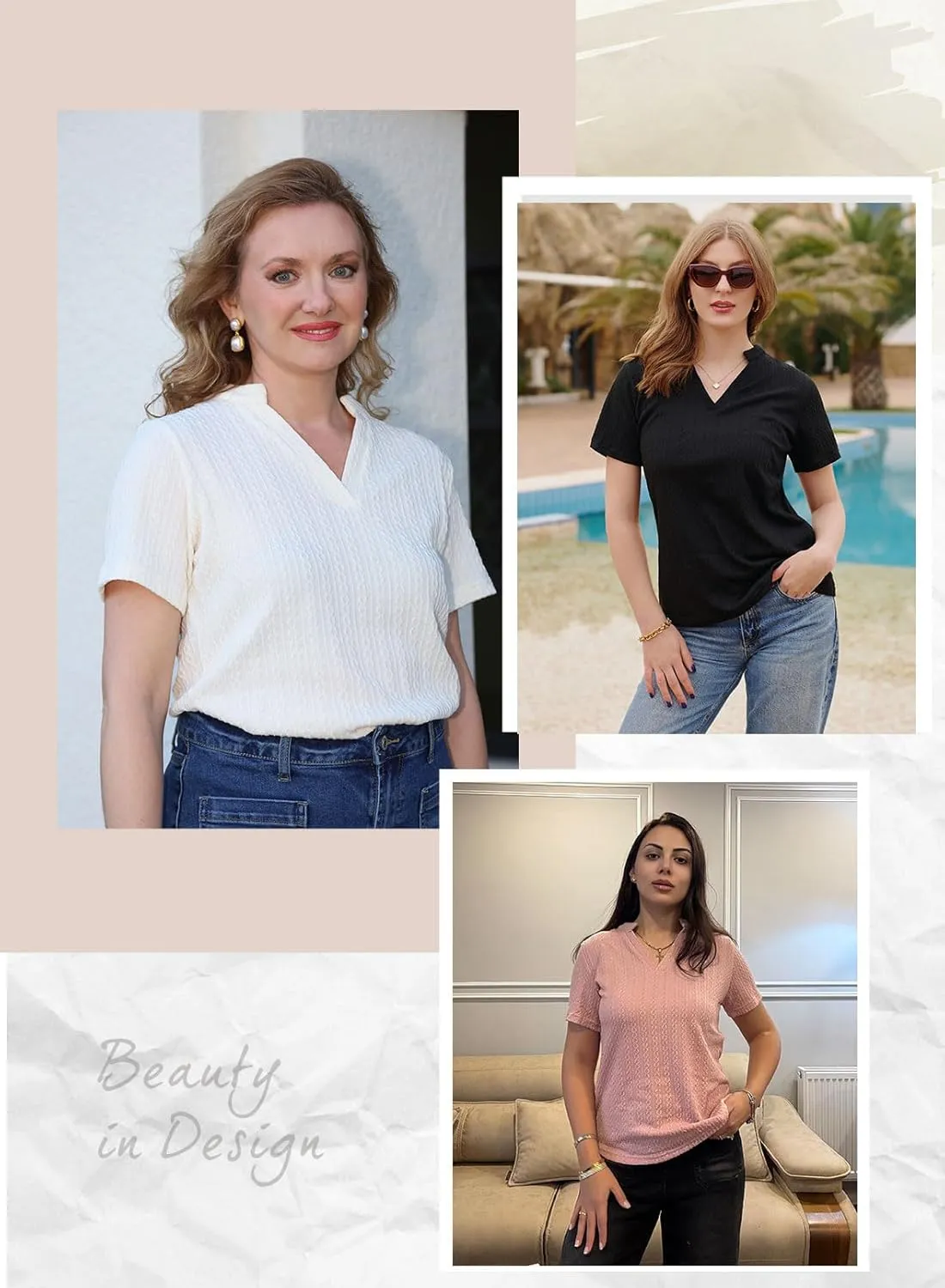 Dokotoo Women's Tops Dressy Casual V Neck Short Sleeve Shirts Summer Tops Fashion Business Casual Trendy Outfits