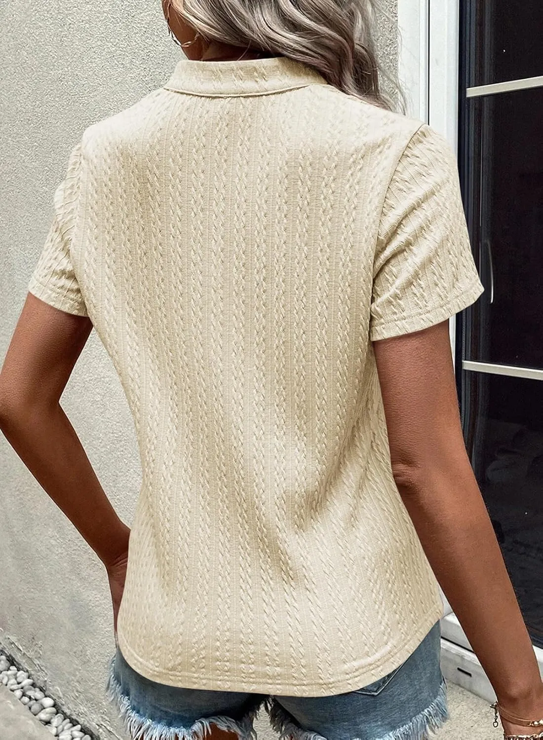Dokotoo Women's Tops Dressy Casual V Neck Short Sleeve Shirts Summer Tops Fashion Business Casual Trendy Outfits