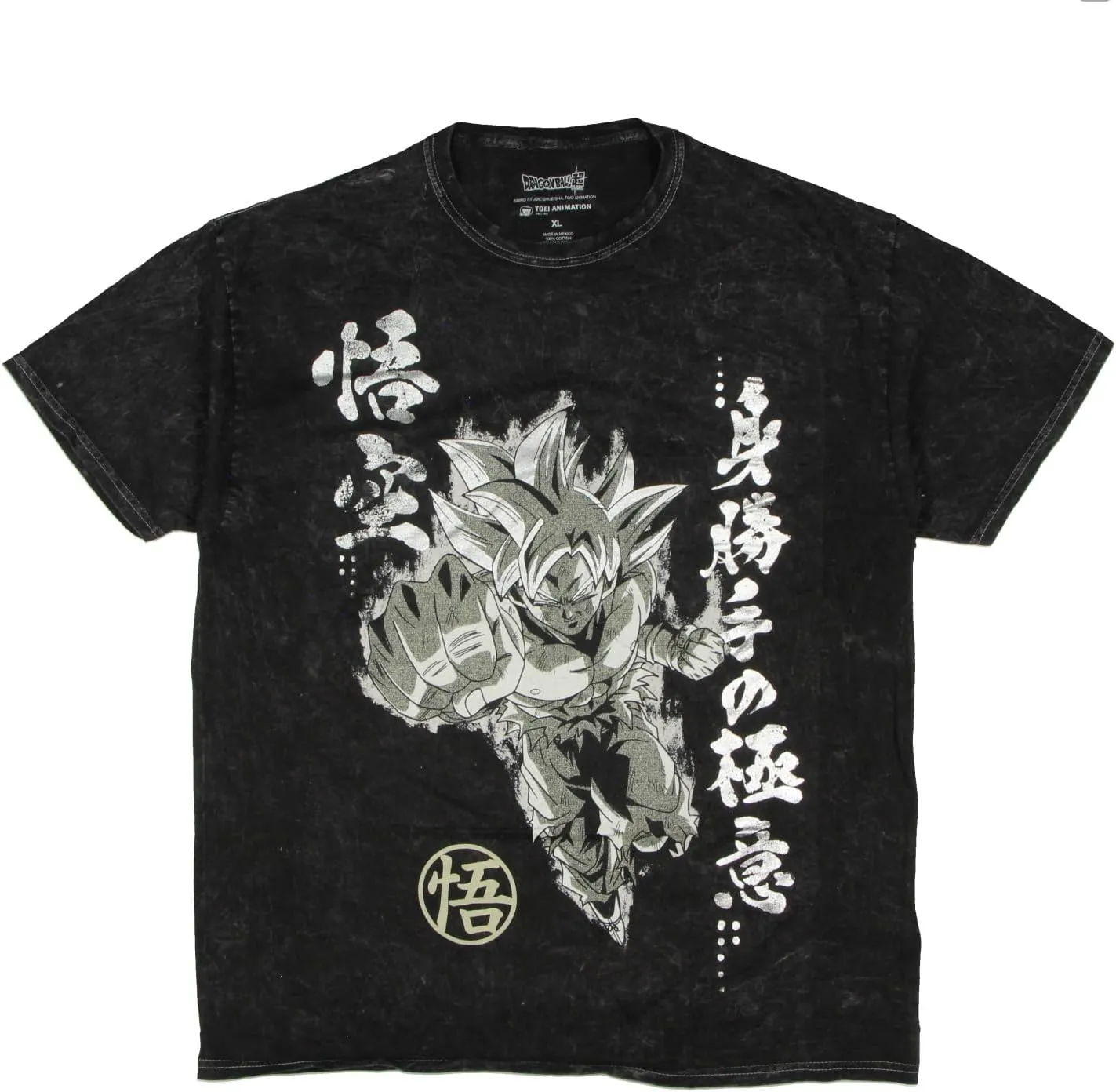 Dragon Ball Z Men's Super Goku Metallic Foil Design Mineral Washed Adult Short Sleeve T-Shirt