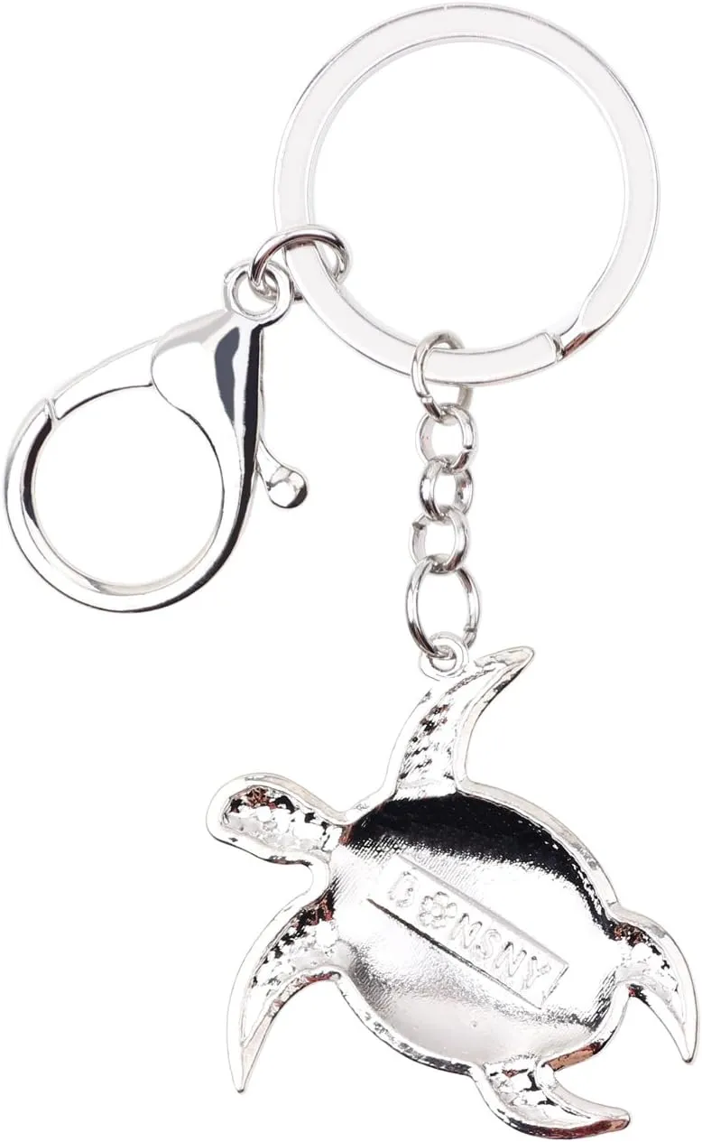 DUOWEI Enamel Tortoise Sea Turtle Key Chains Charm Ocean Animals Keyring Gift Handbag Purse for Women Girl