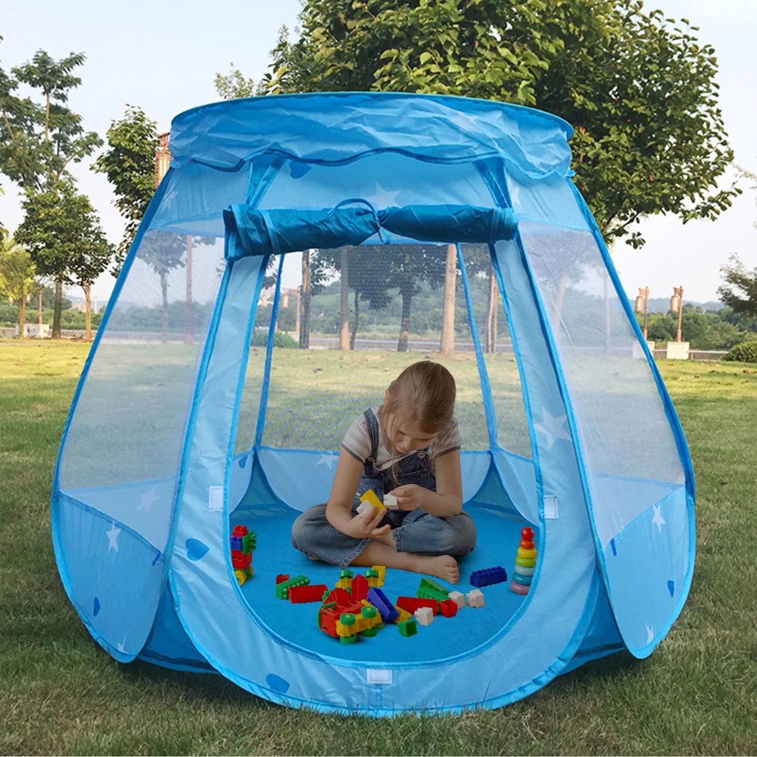 Easy Set-Up Blue Kids Tunnel Tent Anti-Insect Net by Gominimo