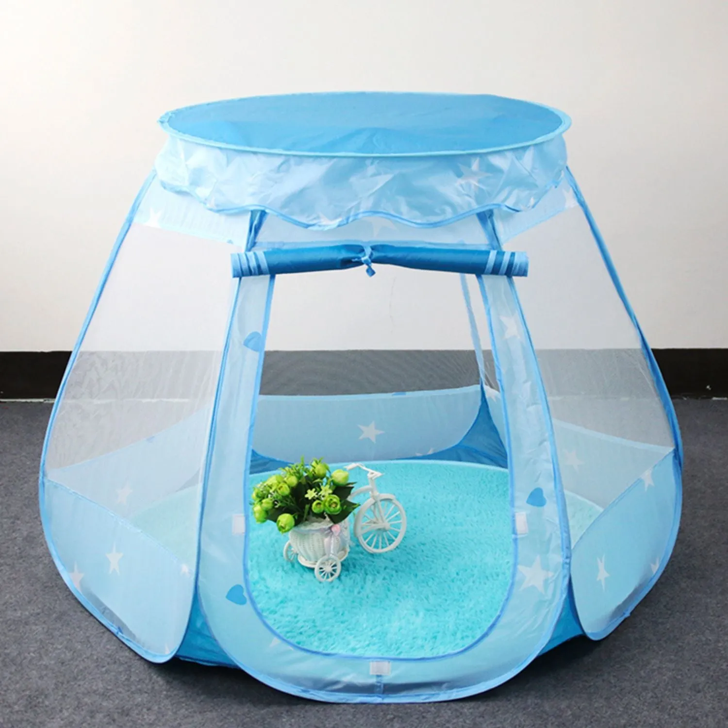 Easy Set-Up Blue Kids Tunnel Tent Anti-Insect Net by Gominimo