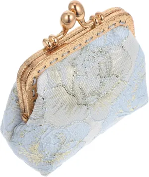 Elegant Floral Embroidered Clutch Bag for Women Lightweight Compact Brocade Purse with Pearl Details for Formal Events and Weddings